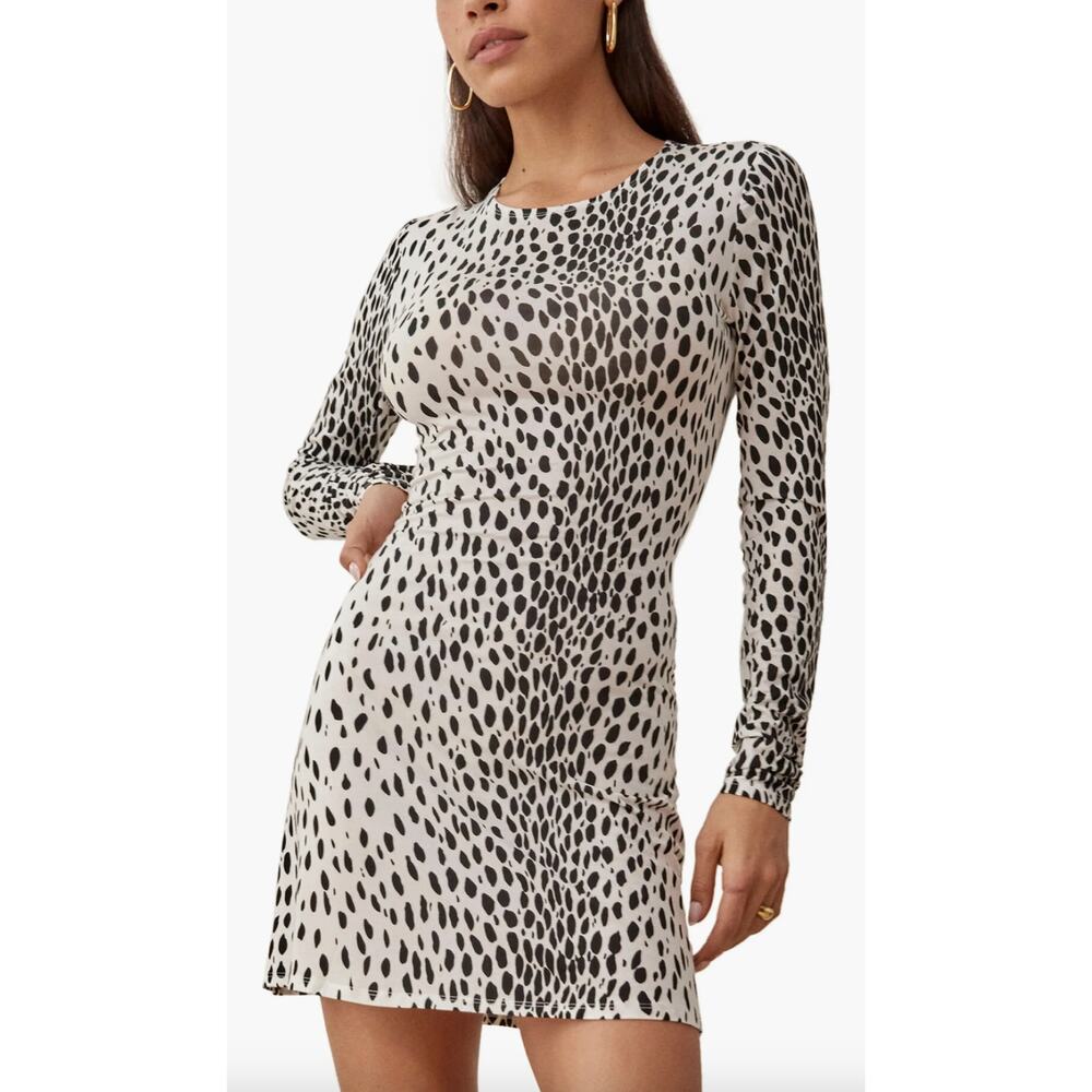 Reformation‎ | Kenmare Long Sleeve Knit Minidress In Cheetah | Sz S